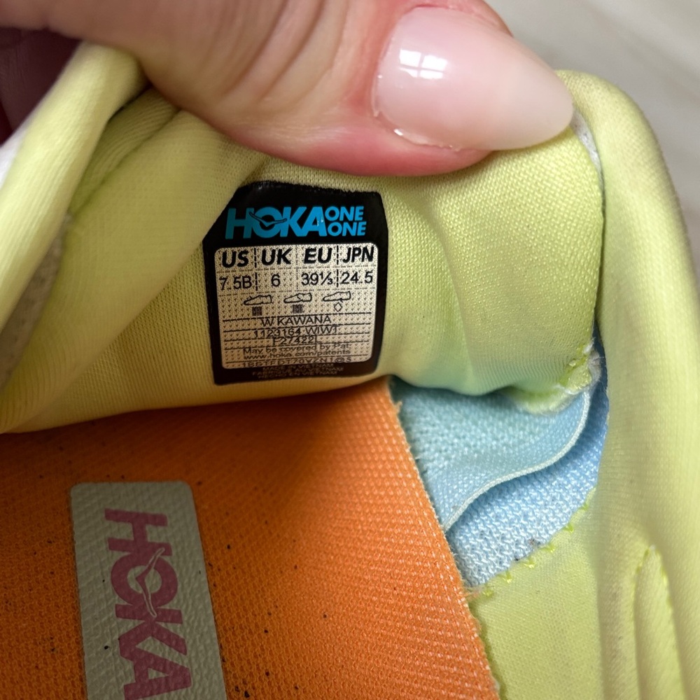 Hoka Kawana White Running Shoes with Pastel Yellow & Blue size 7.5 - Picture 4 of 7